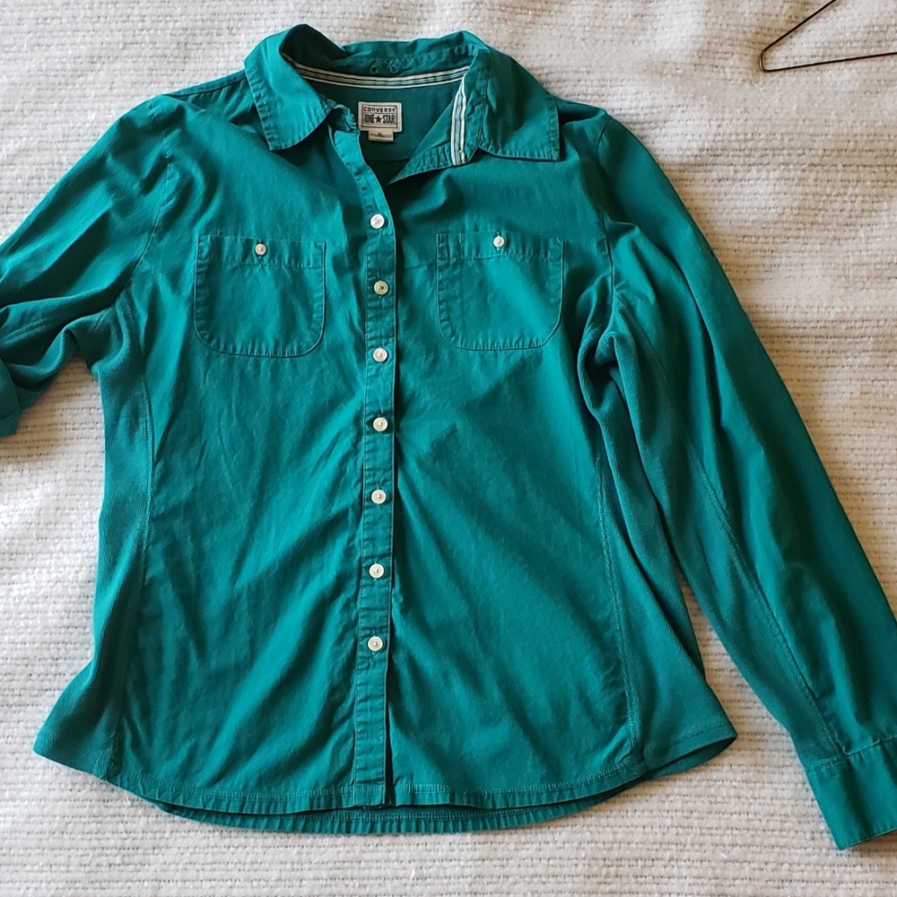 Juniors Turquoise Long Sleeve Blouse